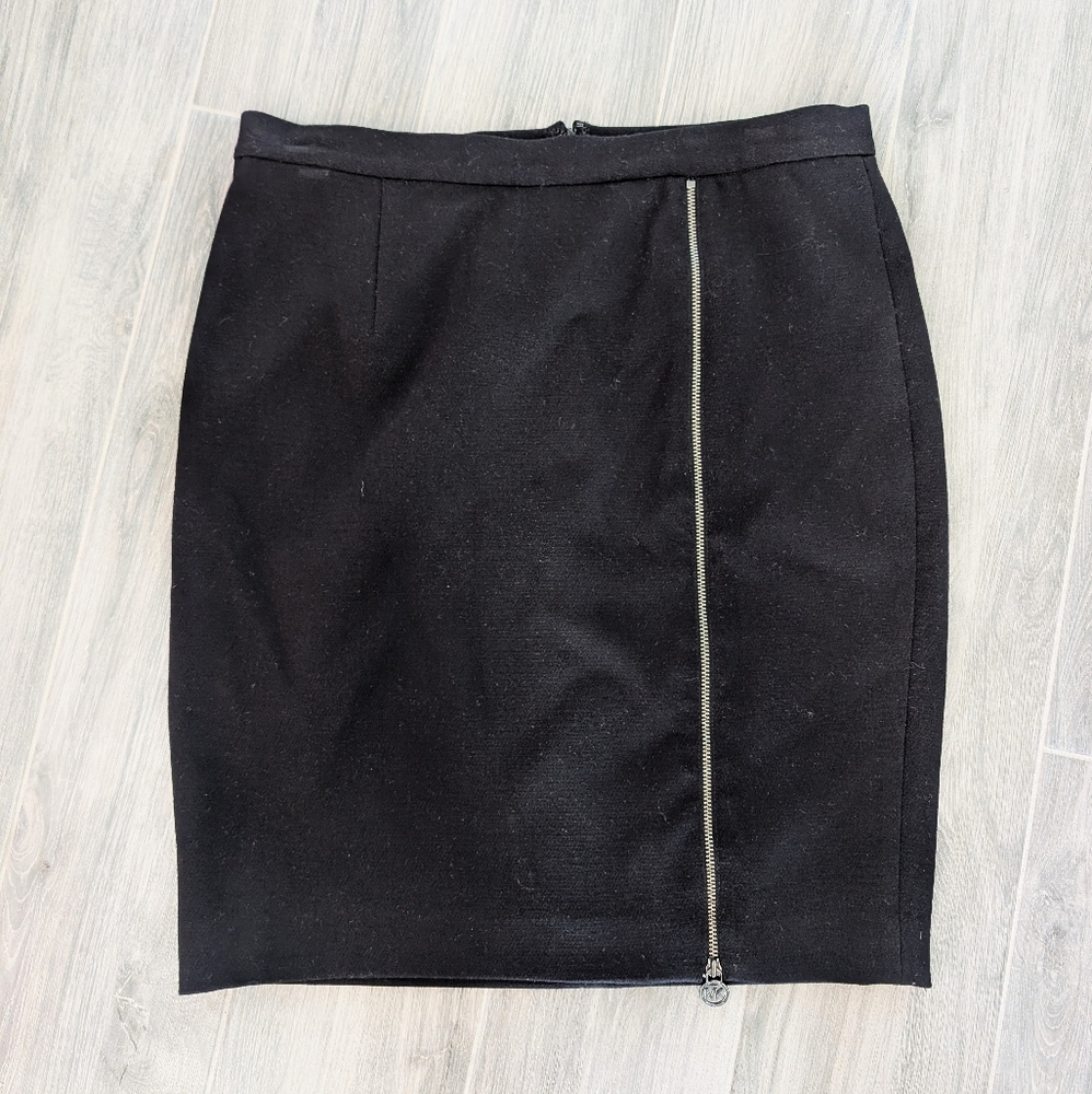 MICHAEL Michael Kors PETITE Front Zip Black Skirt